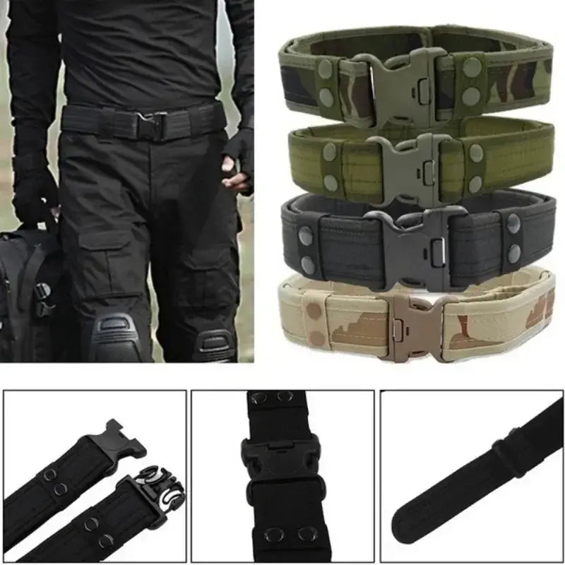1pcs Army Style Combat Belt Quick Release Tactical Belt Fashionable Easy and Comfortable Men's Canvas Belt Outdoor Waist Trainer - Suncollections